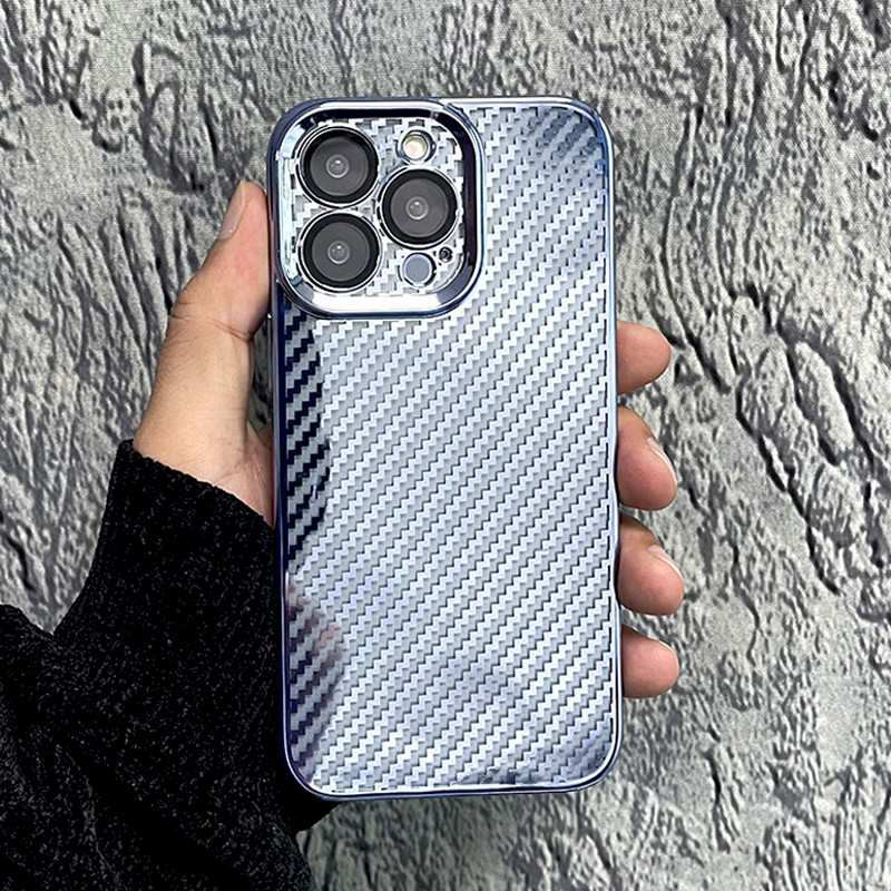 Διαφανής επιμετάλλωση Μαλακή θήκη από ανθρακονήματα για iPhone 14 13 12 11 Pro Max XS XR X 8 7 Plus SE 2020 Πλήρες κάλυμμα