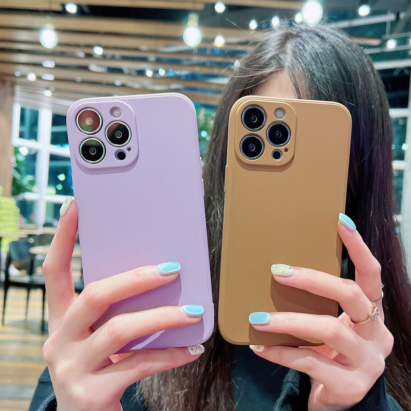 Θήκη τηλεφώνου για iPhone X XR XS 11 12 13 14 Pro Max 7 8 Plus Contracted Pure Color Απαλό πίσω κάλυμμα υγρής σιλικόνης αντικραδασμικό