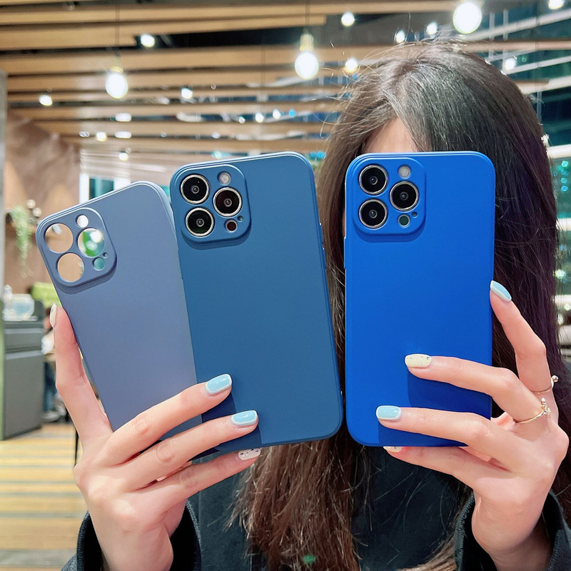 Θήκη τηλεφώνου για iPhone X XR XS 11 12 13 14 Pro Max 7 8 Plus Contracted Pure Color Απαλό πίσω κάλυμμα υγρής σιλικόνης αντικραδασμικό