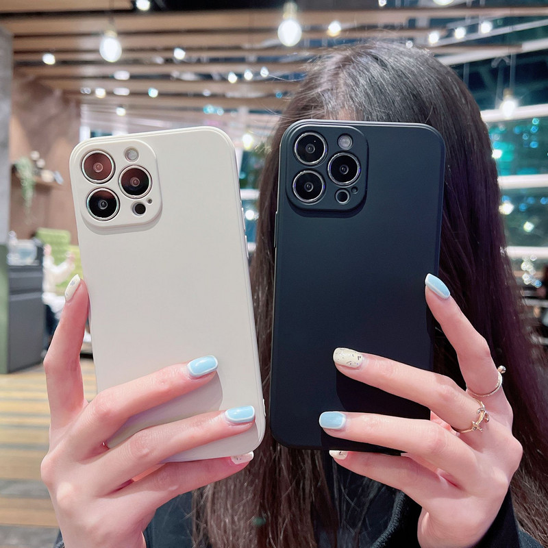 Θήκη τηλεφώνου για iPhone X XR XS 11 12 13 14 Pro Max 7 8 Plus Contracted Pure Color Απαλό πίσω κάλυμμα υγρής σιλικόνης αντικραδασμικό