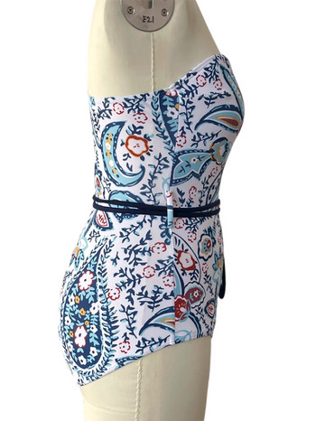 PLAVKY 2022 Sexy Women Blue Paisley One Shoulder Tie Waist Μαγιό One Piece Sexi Bet Μαγιό Κοστούμι μπάνιου Beach Swim Monokini