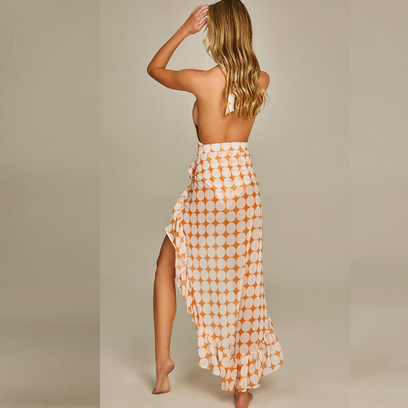 Női egyrészes fürdőruha szoknyával Női retro fürdőruha Strandruha Designer fürdőruha Sárga szörfviselet nyári