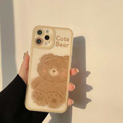 Θήκη τηλεφώνου για Iphone 12 Mini 14 11 13 Pro Max Xr X Xs Max 7 8 Plus Contracted Cute Cartoon Animal Bear Protection Back cover