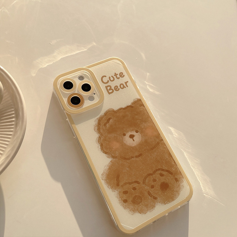 Θήκη τηλεφώνου για Iphone 12 Mini 14 11 13 Pro Max Xr X Xs Max 7 8 Plus Contracted Cute Cartoon Animal Bear Protection Back cover