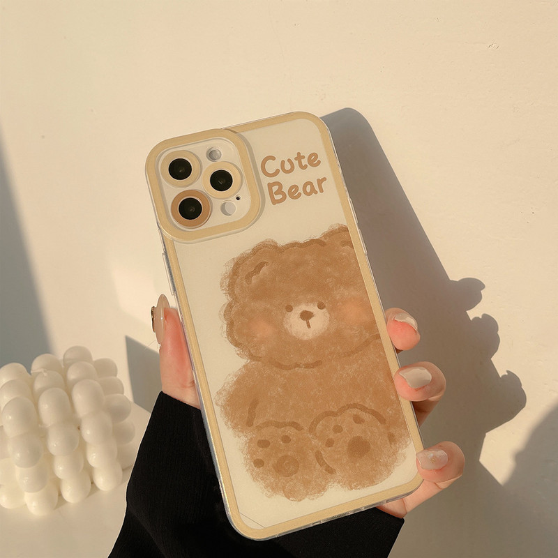 Θήκη τηλεφώνου για Iphone 12 Mini 14 11 13 Pro Max Xr X Xs Max 7 8 Plus Contracted Cute Cartoon Animal Bear Protection Back cover