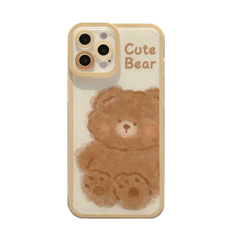 Θήκη τηλεφώνου για Iphone 12 Mini 14 11 13 Pro Max Xr X Xs Max 7 8 Plus Contracted Cute Cartoon Animal Bear Protection Back cover