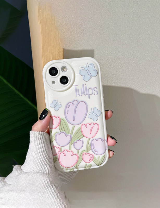 Telefonska torbica za IPhone 14 11 13 12 Pro Max X XS Max XR Plus Retro Tulipan Cvijeće Leptir Mjehurići zraka Stražnja maska protiv ogrebotina