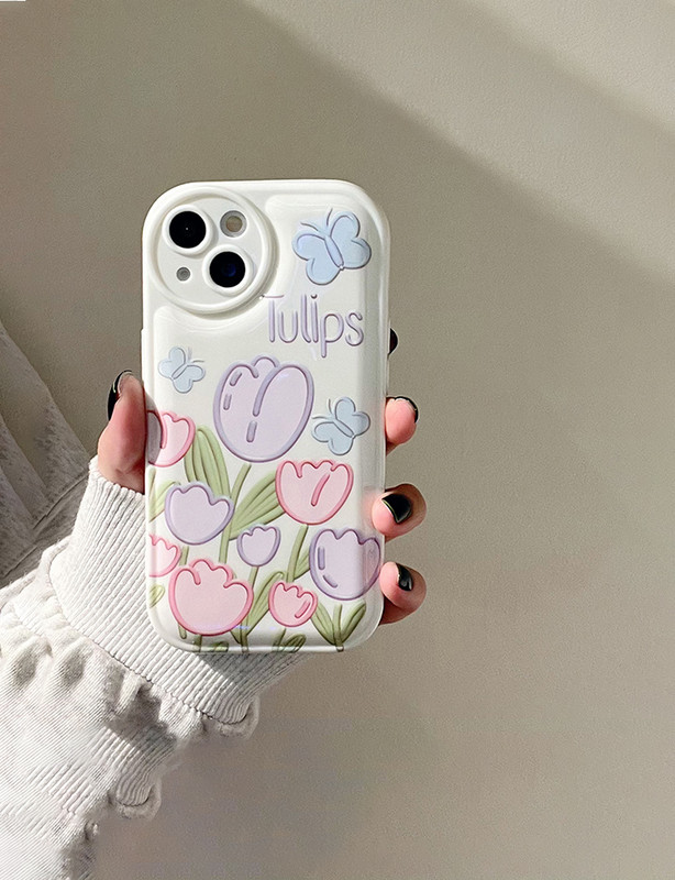 Telefonska torbica za IPhone 14 11 13 12 Pro Max X XS Max XR Plus Retro Tulipan Cvijeće Leptir Mjehurići zraka Stražnja maska protiv ogrebotina