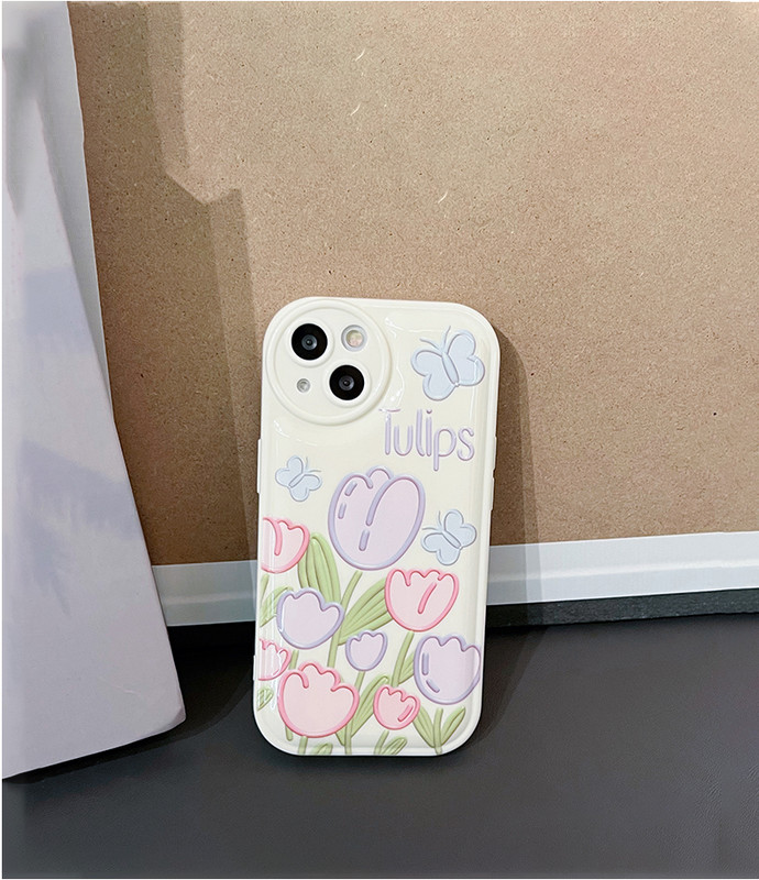 Telefonska torbica za IPhone 14 11 13 12 Pro Max X XS Max XR Plus Retro Tulipan Cvijeće Leptir Mjehurići zraka Stražnja maska protiv ogrebotina