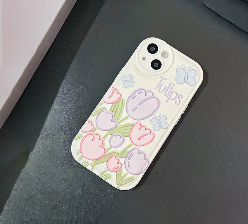 Telefonska torbica za IPhone 14 11 13 12 Pro Max X XS Max XR Plus Retro Tulipan Cvijeće Leptir Mjehurići zraka Stražnja maska protiv ogrebotina