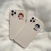 Θήκη τηλεφώνου για IPhone 14 12 13 11 Pro Max Xr Mini Xs Fashion Pure Color Cute Little Boy Little Girl Couple Silicone Back cover