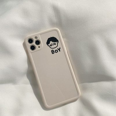Θήκη τηλεφώνου για IPhone 14 12 13 11 Pro Max Xr Mini Xs Fashion Pure Color Cute Little Boy Little Girl Couple Silicone Back cover