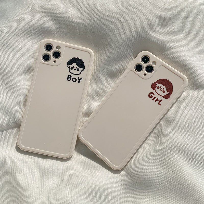 Θήκη τηλεφώνου για IPhone 14 12 13 11 Pro Max Xr Mini Xs Fashion Pure Color Cute Little Boy Little Girl Couple Silicone Back cover