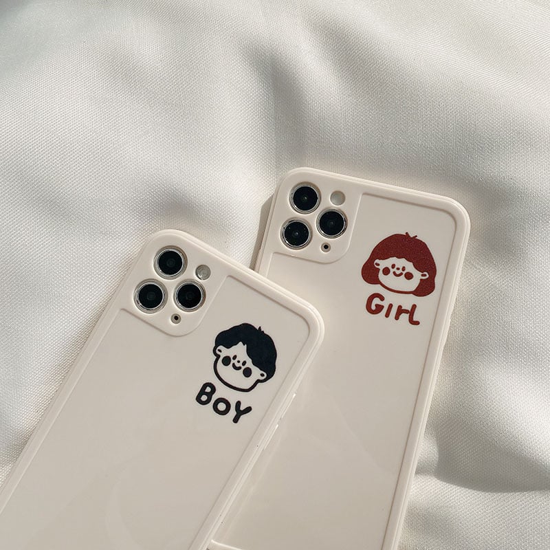 Θήκη τηλεφώνου για IPhone 14 12 13 11 Pro Max Xr Mini Xs Fashion Pure Color Cute Little Boy Little Girl Couple Silicone Back cover