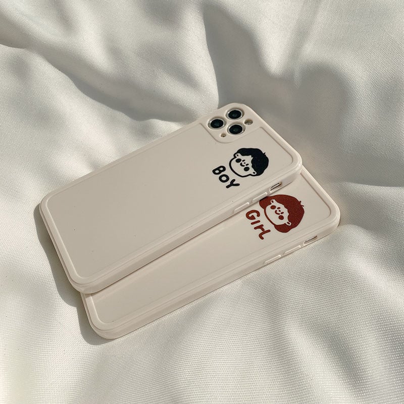 Θήκη τηλεφώνου για IPhone 14 12 13 11 Pro Max Xr Mini Xs Fashion Pure Color Cute Little Boy Little Girl Couple Silicone Back cover