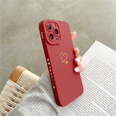 Θήκη τηλεφώνου σιλικόνης Ottwn Candy Color για iPhone 14 Pro Max 11 12 13 Pro X XR XS Max 7 8 Plus Cute Love Heart Frame Μαλακό κάλυμμα