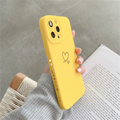 Θήκη τηλεφώνου σιλικόνης Ottwn Candy Color για iPhone 14 Pro Max 11 12 13 Pro X XR XS Max 7 8 Plus Cute Love Heart Frame Μαλακό κάλυμμα