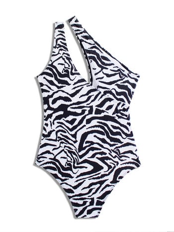 Sexy Zebra Print One Shoulder Cut Out Μαγιό One Piece Γυναικεία μαγιό Νέο 2022 Lady Female Ολόσωμο μαγιό στην παραλία