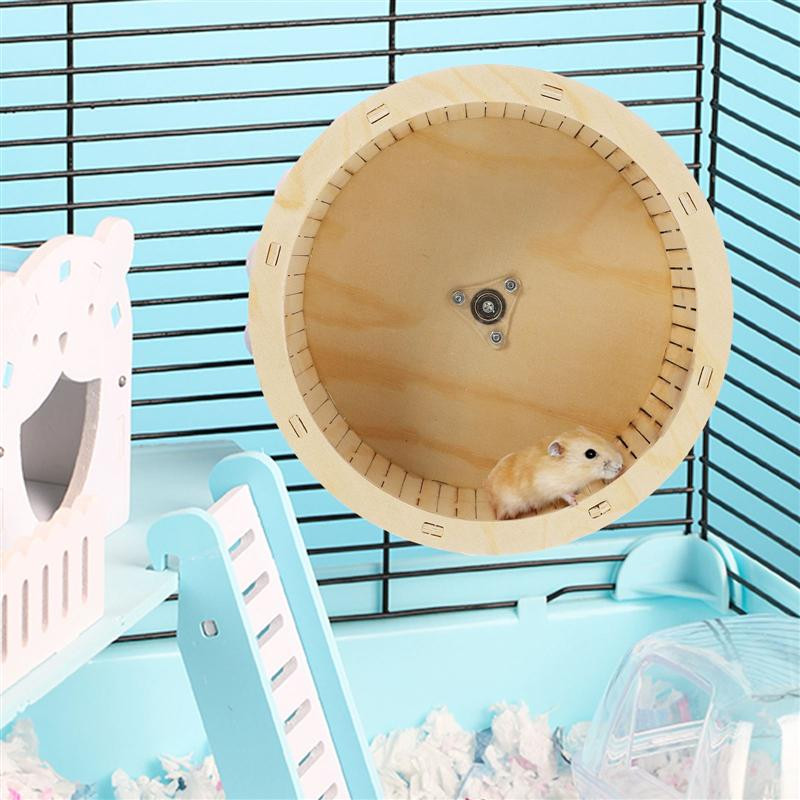 1 gab. Koka mēmā kāmja skriešanas ritenis šinšillas kāmja riteņa sporta rotaļlieta Koka skriešanas vingrošanas ritenis