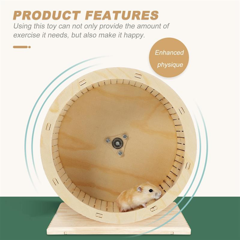 1 gab. Koka mēmā kāmja skriešanas ritenis šinšillas kāmja riteņa sporta rotaļlieta Koka skriešanas vingrošanas ritenis