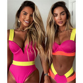 Νέον Push Up Thong One Piece Μαγιό Γυναικείο Σέξι Μαγιό με ψηλό κομμένο επίδεσμο Μαγιό Παραλία Φόρεμα μπάνιου 2022 Monokini ολόσωμο