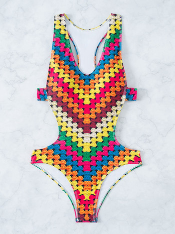 Colorful Rainbow Print Thong One Piece Μαγιό Σέξι Γυναικείο Racer Back High Cut Out Μαγιό 2022 Νέο καλοκαιρινό μαγιό