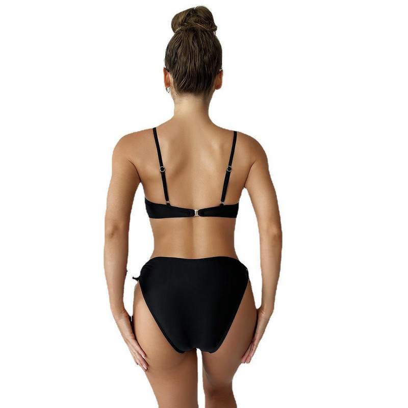 Femei, auriu, negru, bandeau, decupat, costum de baie, cu push-up, costum de baie, 2023, nou, vară, îmbrăcăminte de plajă, monokini