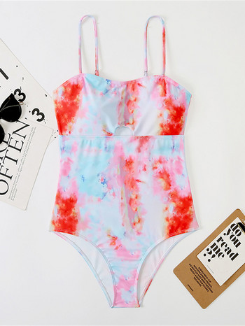 PLAVKY 2022 Sexy Women Raindow Tie Dye μαγιό One Piece Bodysuit Sexi Hollow Out Μαγιό Μαγιό Beach Swim Monokini