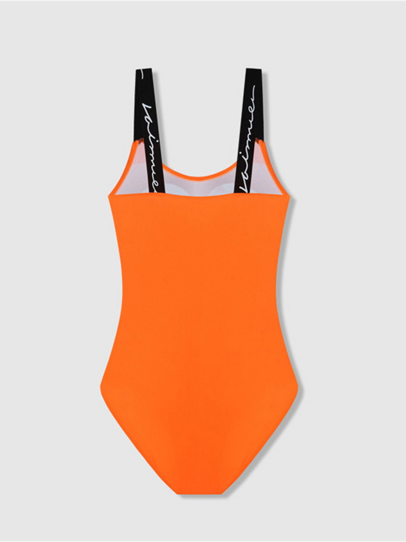 2022 m. dizainerio naujas seksualus oranžinis maudymosi kostiumėlis Moteriškas Korėjietiškas maudymosi kostiumėlis Bodas Neoninis raidžių maudymosi kostiumėlis Vientisas vasaros paplūdimio monokinis