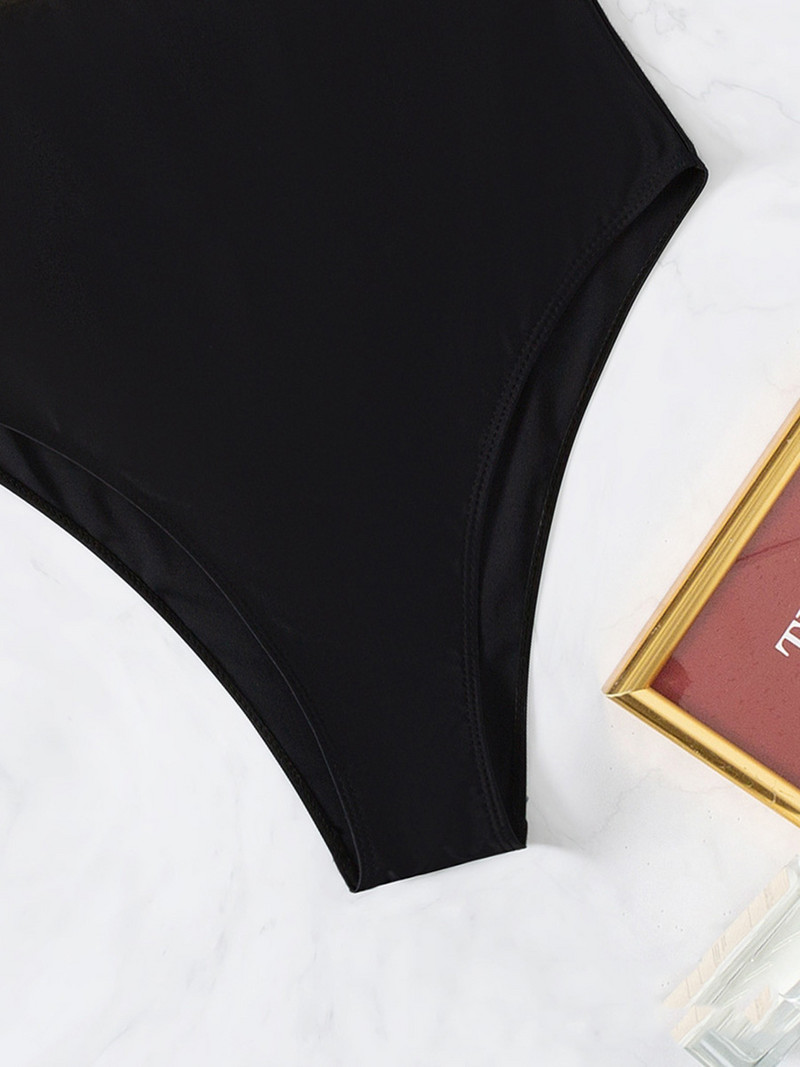 2022 m. Moteriškas juodas Push Up vientisas maudymosi kostiumėlis aukštu juosmeniu maudymosi kostiumėlis Apatinis kalnų krištolo maudymosi kostiumėlis vasaros drabužis Monokini Naujas