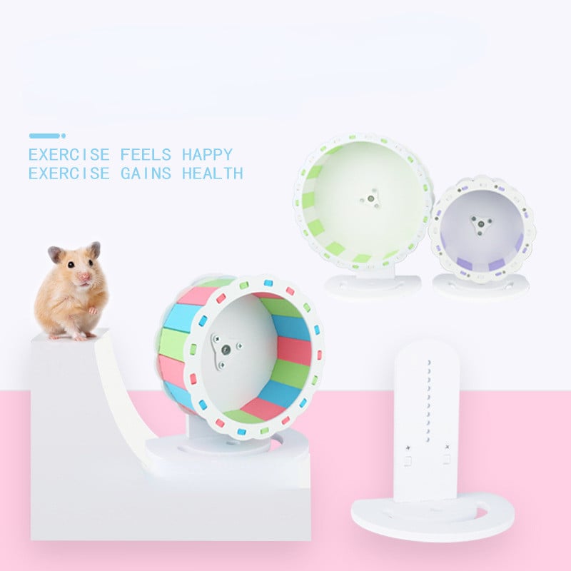 Колела за упражнения за хамстери - тихи въртящи се колела за хамстер със стойка за таралежи, гербили, мишки или други малки животни