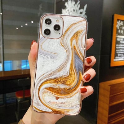 Θήκη τηλεφώνου Glitter Gradient Marble Texture για iPhone 14 11 12 13 Pro Max XR XS Max X 13 14Pro 14 Plus Αντικραδασμικό κάλυμμα προφυλακτήρα