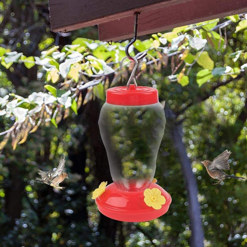 Kültéri műanyag virágos madáretető vaskampóval műanyag madár vizes palack akasztós kolibri madáretető kert