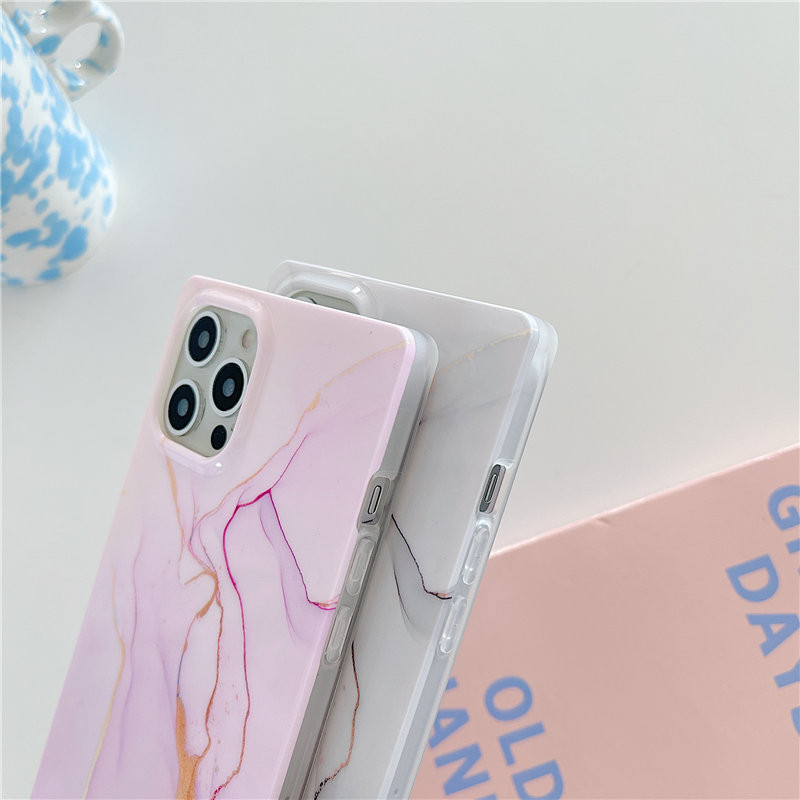 Gradient Marble Square telefoniümbris iPhone 12 11 13 14 Pro Max 12Pro põrutuskindel kõva arvuti kaitseraua tagakaas iPhone 13Pro 14 jaoks