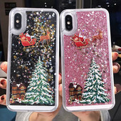 Весела Коледа Калъф за телефон за iPhone 12 11 13 SE 2 11Pro Max XR XS Max X 7 8 6S Plus 11Pro Dynamic Quicksand Glitter заден капак