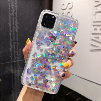 Θήκη τηλεφώνου Glitter Love Heart Sequins Quicksand για iPhone 12 11Pro Max XR XS Max X 8 7 6S Plus Dynamic Liquid Case For 11 11Pro