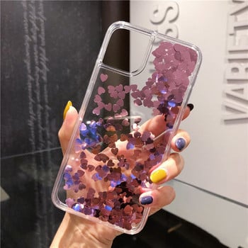 Θήκη τηλεφώνου Glitter Love Heart Sequins Quicksand για iPhone 12 11Pro Max XR XS Max X 8 7 6S Plus Dynamic Liquid Case For 11 11Pro