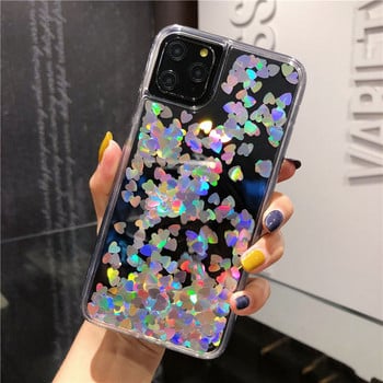 Θήκη τηλεφώνου Glitter Love Heart Sequins Quicksand για iPhone 12 11Pro Max XR XS Max X 8 7 6S Plus Dynamic Liquid Case For 11 11Pro