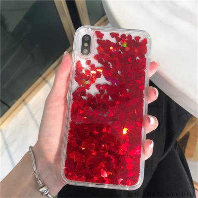 Θήκη τηλεφώνου Glitter Love Heart Sequins Quicksand για iPhone 12 11Pro Max XR XS Max X 8 7 6S Plus Dynamic Liquid Case For 11 11Pro