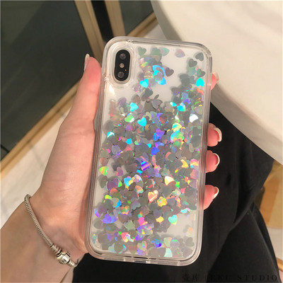 Θήκη τηλεφώνου Glitter Love Heart Sequins Quicksand για iPhone 12 11Pro Max XR XS Max X 8 7 6S Plus Dynamic Liquid Case For 11 11Pro
