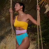 2023. Novi ženski jednodijelni kupaći kostim s naboranom teksturom, kupaći kostim s izrezanim kupaćim kostimom na jedno rame, monokini, monokini