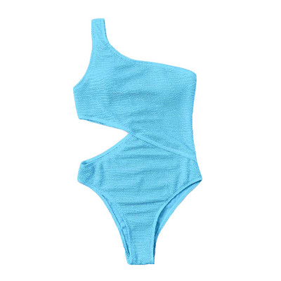 2022-es szexi női neon ráncos texturált szövet egy vállú fürdőruha egyrészes Body Kivágott fürdőruha fürdőruha Beach Monokini