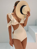 Kupaći kostim visokog struka s volanima Seksi ženski izrezani kupaći kostim 2022. Goli kupaći kostim Jednodijelni bodi Trikini Ljetni monokini za plažu