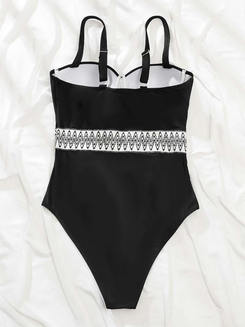 PLAVKY Σέξι Γυναικείες Μαύρο Ψηλόμεσο Push Up Ολόσωμο Μαγιό Sexi Λευκή Ζώνη Boho Μαγιό Μαγιό Monokini
