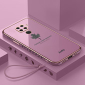 Note9 Luksusa kļavu lapu štropes pārklājuma futrālis priekš Xiaomi Redmi Note 9 Pro Max 9s 9pro 8pro 8 8t 7 9a 9c Nfc Square Cover 10c