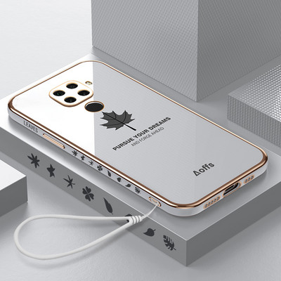 Note9 Luksusa kļavu lapu štropes pārklājuma futrālis priekš Xiaomi Redmi Note 9 Pro Max 9s 9pro 8pro 8 8t 7 9a 9c Nfc Square Cover 10c
