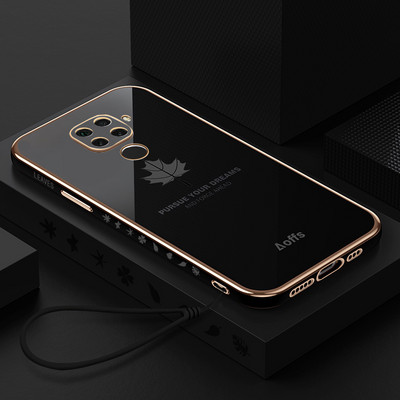 Note9 Luksusa kļavu lapu štropes pārklājuma futrālis priekš Xiaomi Redmi Note 9 Pro Max 9s 9pro 8pro 8 8t 7 9a 9c Nfc Square Cover 10c