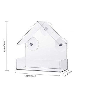 Bird Feeder Ακρυλικό Διαφανές Παράθυρο Bird Feeder Δίσκος Bird House Τροφοδότης κατοικίδιων ζώων Βεντούζα Εγκατάσταση House Type Feeder