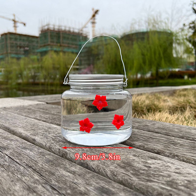 Sticlă de hrănire de apă pentru păsări din plastic Hrănitor de colibri agățat pentru grădină, în aer liber, din plastic, pentru flori, cârlig de fier, provizii durabile pentru păsări pentru animale de companie