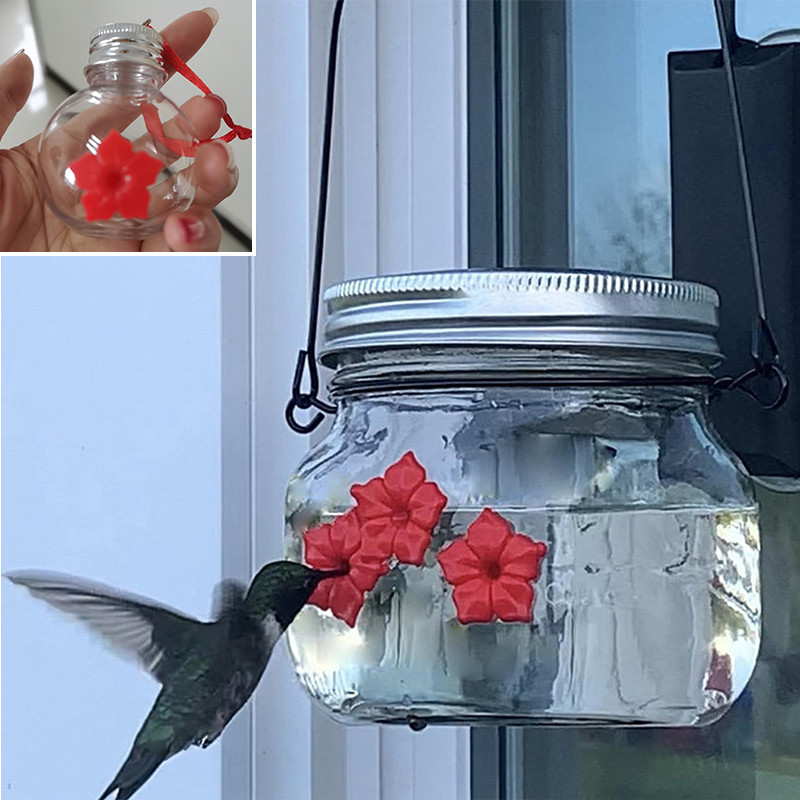 Sticlă de hrănire de apă pentru păsări din plastic Hrănitor de colibri agățat pentru grădină, în aer liber, din plastic, pentru flori, cârlig de fier, provizii durabile pentru păsări pentru animale de companie